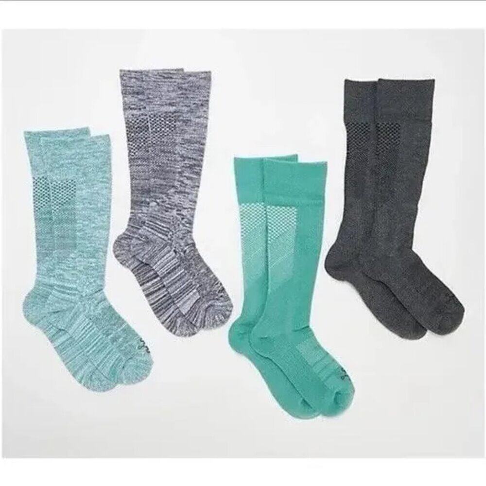 4X Tommie Copper Socks Womens Over‎ the Calf Compression Large Gray Jade Green